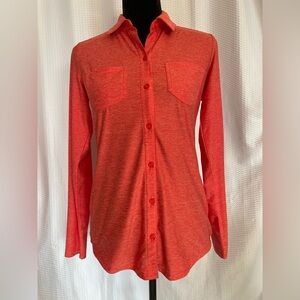 Eddie Bauer orange button-down long sleeve athletic blouse size XS